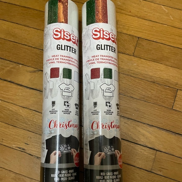 Siser Christmas glitter heat transfer vinyl 2 rolls 11.8 in x 12 in - Picture 1 of 3